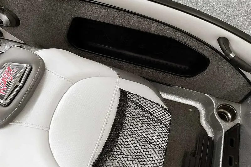 Slide: The Image of Interior of 2020 Ranger 1880MS Angler boat with seat and storage compartment. - 38