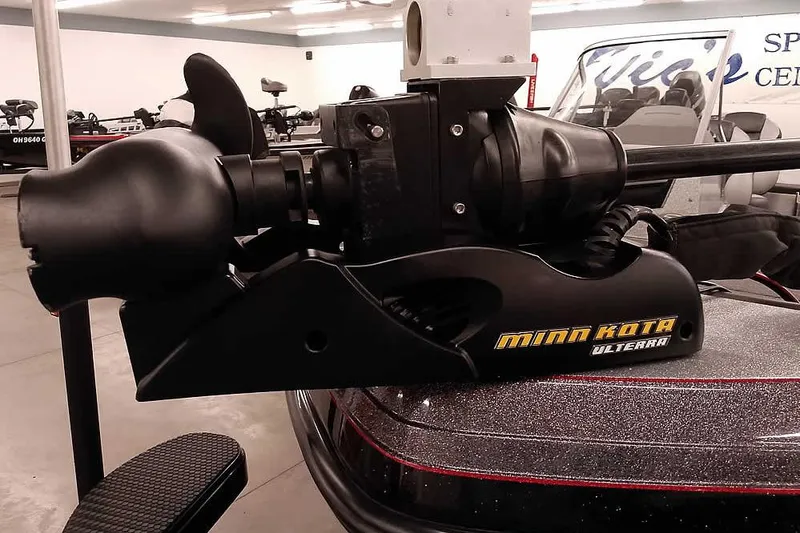 Slide: The Image of Minn Kota Ulterra motor on 2020 Ranger 1880MS Angler boat in showroom. - 8