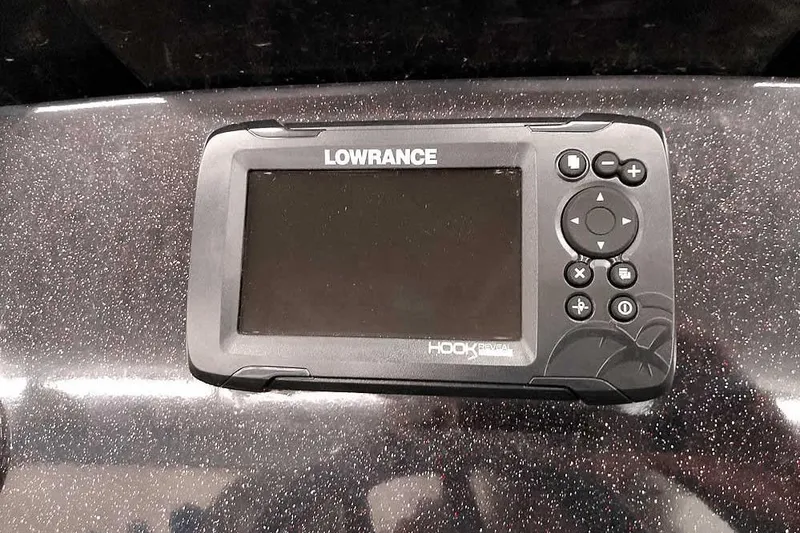 Slide: The Image of Lowrance Hook Reveal fish finder on 2022 Nitro Z19 SC boat dashboard. - 32