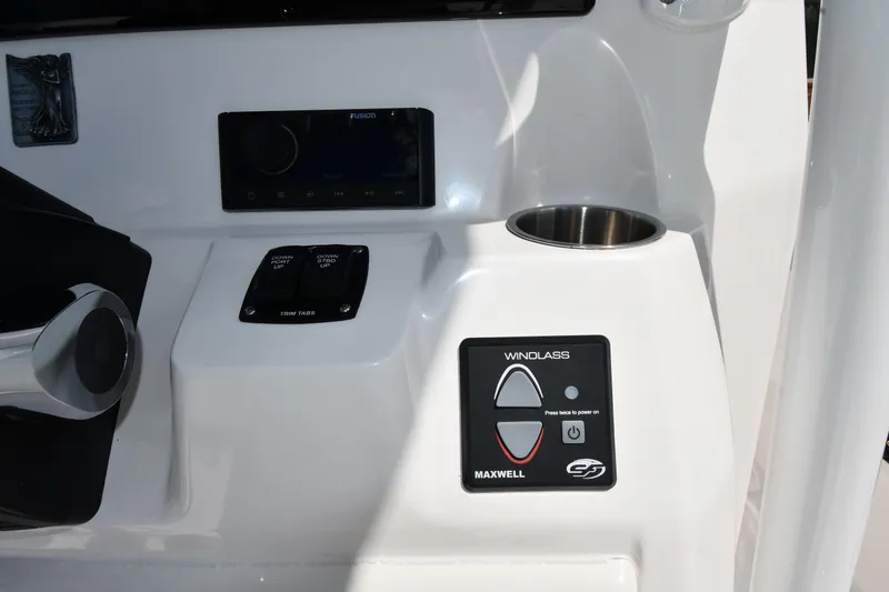 Slide: The Image of Control panel of 2022 Sea Fox 268 Commander boat with windlass and trim tab controls. - 17