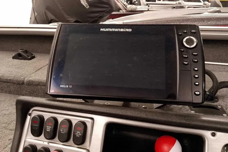 Slide: The Image of Humminbird Helix 10 fish finder on 2016 Lund 2075 Pro Guide boat dashboard. - 35