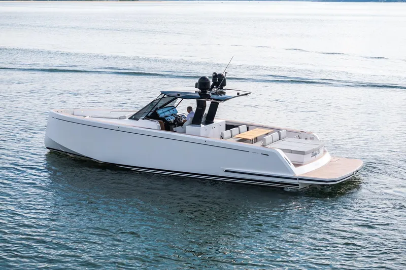 Slide: The Image of 2024 Pardo Yachts P43 cruising on calm waters, showcasing sleek design and luxury features. - 7