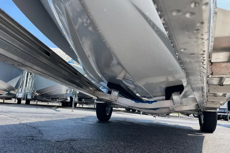 Slide: The Image of 2026 Chittum Skiffs Islamorada 18 boat on trailer, underside view. - 37