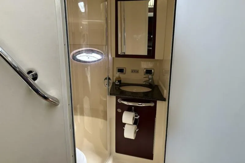 Slide: The Image of Bathroom interior of 2006 Sea Ray 40 Motor Yacht with shower and vanity. - 32