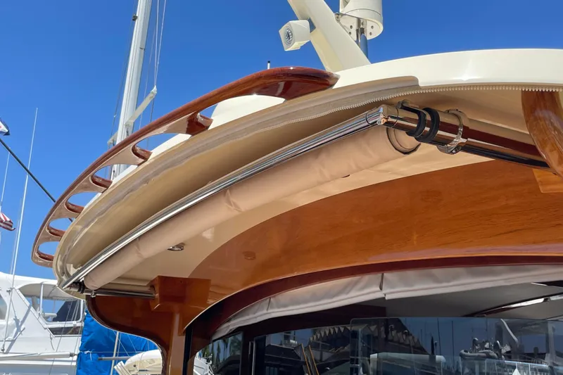 Slide: The Image of Hinckley Talaria 43 Motoryacht 2017, showcasing elegant woodwork and polished metal details. - 39