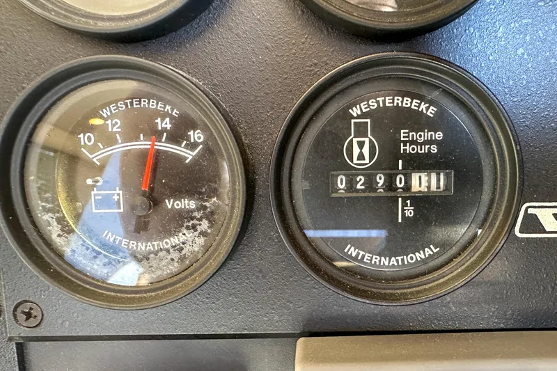 Slide: The Image of Close-up of Westerbeke gauges on 2012 Bluewater 5200 Custom Series Yacht. - 46