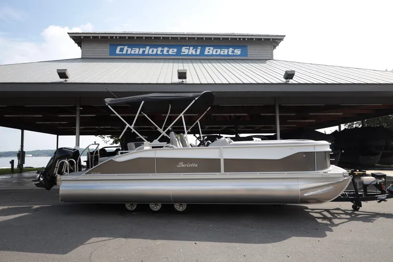 Slide: The Image of 2026 Barletta ARIA 22UC pontoon boat at Charlotte Ski Boats dealership. - 16
