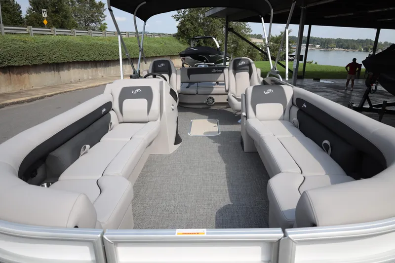 Slide: The Image of 2026 Barletta ARIA 22UC pontoon boat with spacious seating and modern design. - 8