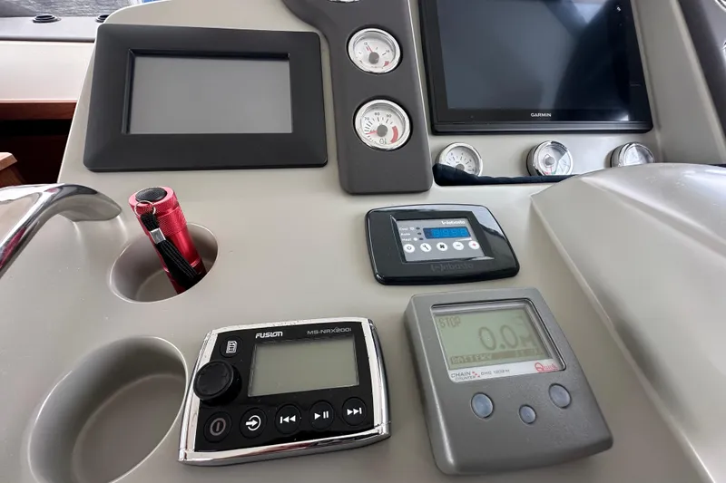 Slide: The Image of Control panel of 2017 Bavaria Virtess 420 Fly yacht with navigation and monitoring systems. - 29