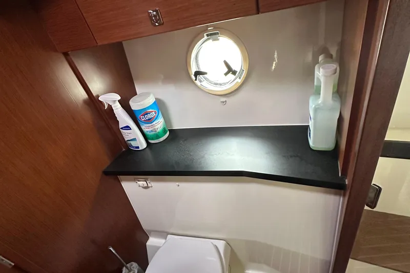 Slide: The Image of Bathroom shelf with cleaning supplies on Bavaria Virtess 420 Fly, 2017 model. - 34