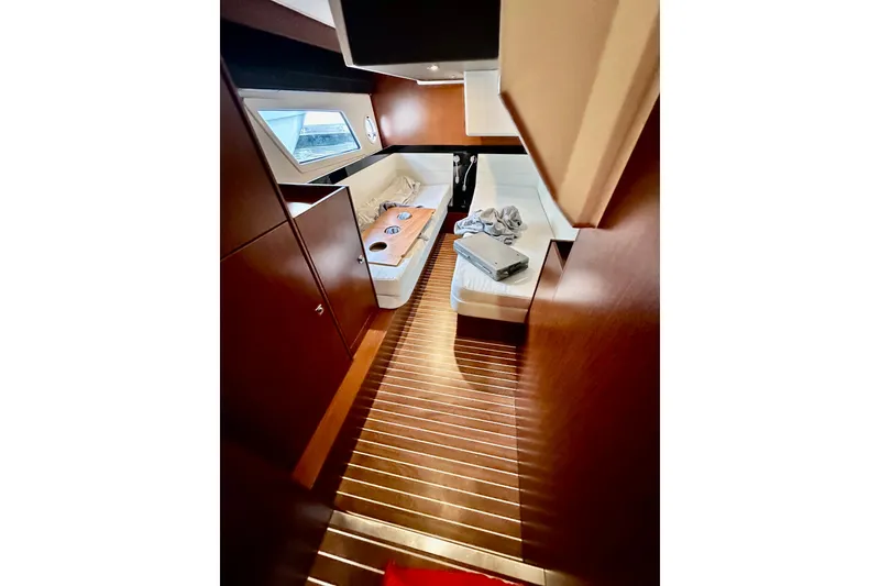 Slide: The Image of Interior of 2017 Bavaria Virtess 420 Fly yacht with wooden flooring and cozy cabin. - 35
