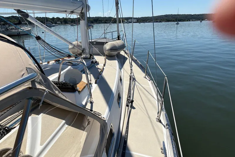 Slide: The Image of Sailboat deck view on water, Tartan 4100, 2005 model. - 34