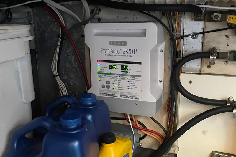 Slide: The Image of Battery charger setup in 1987 Chris-Craft 392 Commander engine room. - 31