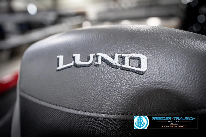 Slide: The Image of Close-up of 2026 Lund 1800 Explorer Sport seat with logo embroidery. - 33