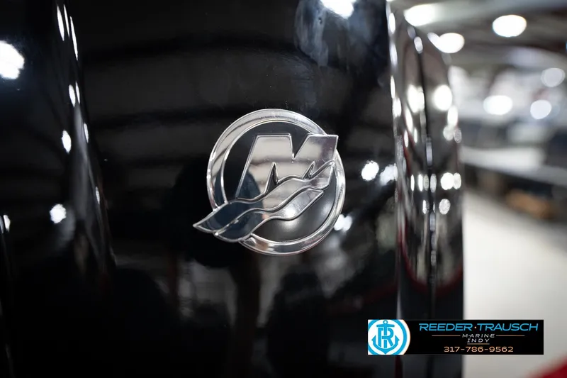 Slide: The Image of 2026 Lund 1800 Explorer Sport boat with Mercury logo, Reeder-Trausch Marine branding. - 43