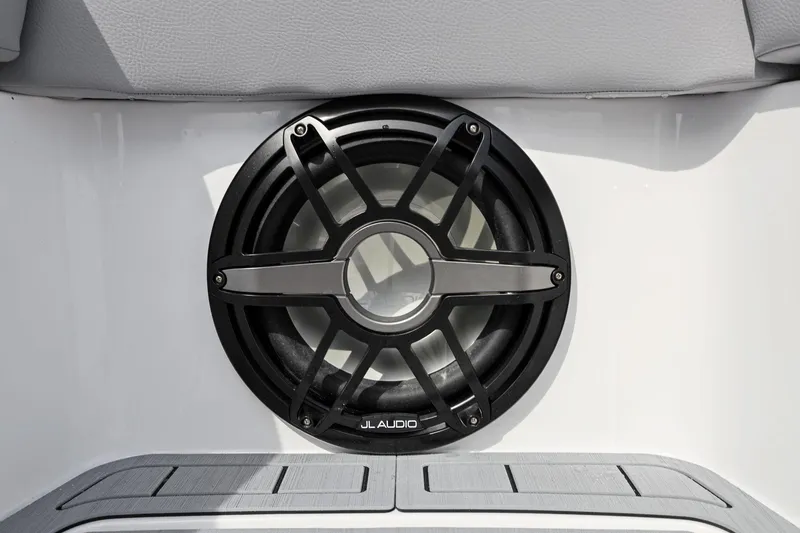 Slide: The Image of Speaker on 2026 Nor-Tech 390 Sport Center Console boat, featuring JL Audio system. - 52