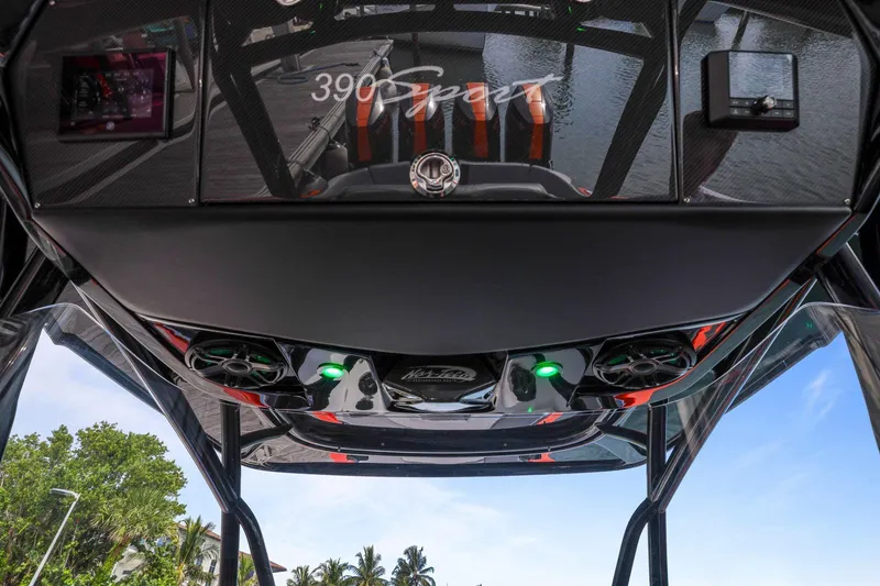 Slide: The Image of 2026 Nor-Tech 390 Sport Center Console interior with sleek design and advanced controls. - 61