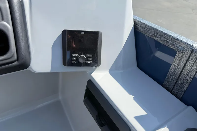 Slide: The Image of 2026 Bentley Pontoons Legacy 240 Cruise XL dashboard with JBL audio system. - 15