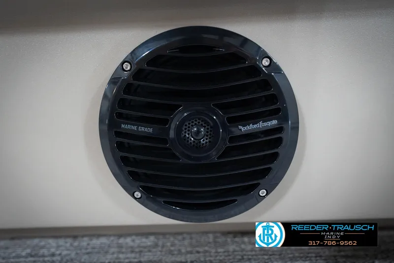 Slide: The Image of Marine-grade speaker on 2026 Bennignton 168 SL boat, featuring Rockford Fosgate design. - 37
