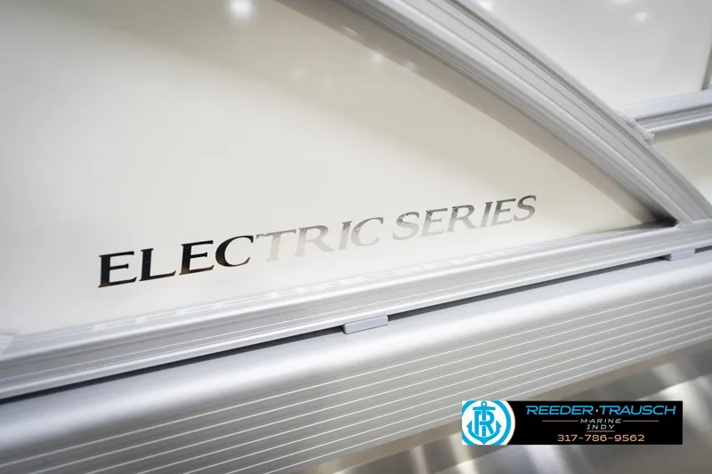Slide: The Image of 2026 Bennignton 168 SL Electric Series boat detail with Reeder-Trausch Marine logo. - 55