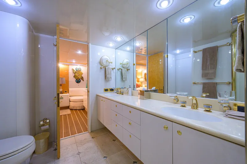 Slide: The Image of Lazzara 80 LOST TEXAN - Master Head Sink & Stateroom Access - 19