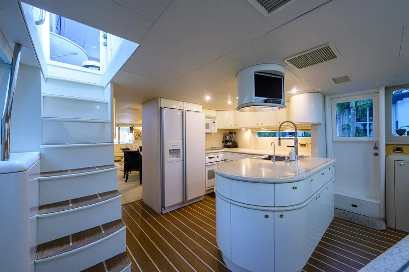Slide: The Image of Lazzara 80 LOST TEXAN - Galley & Staircase to Flybridge - 5