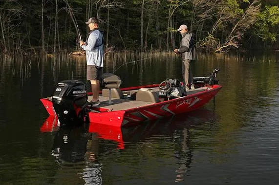 Slide: The Image of Manufacturer Provided Image: 2024 Lund 1775 Renegade SS fishing boat on a calm lake with two anglers. - 35