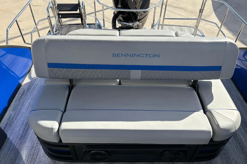 Slide: The Image of 2026 Bennington 26 MCSB boat with luxurious seating and sleek design. - 20
