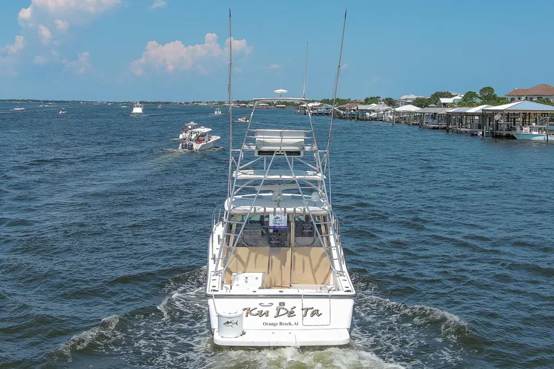 Slide: The Image of 2008 Tiara Sport Fish boat cruising on a sunny day in Orange Beach, Alabama. - 2