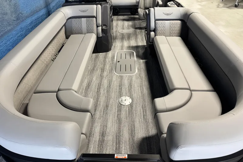 Slide: The Image of Luxurious interior of 2026 Bennington 26 MCSB boat with plush seating and modern design. - 6