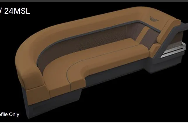 Slide: The Image of 2026 Bennington 24 MSL pontoon boat displayed outdoors under clear blue sky. - 2