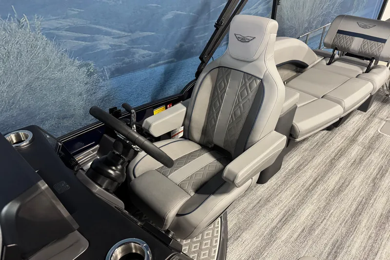 Slide: The Image of 2026 Bennington 24 MSL boat interior with luxurious seating and modern design. - 11