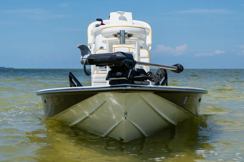 Slide: The Image of 2008 Lake & Bay Boca Grande 20 boat on calm water, front view. - 77