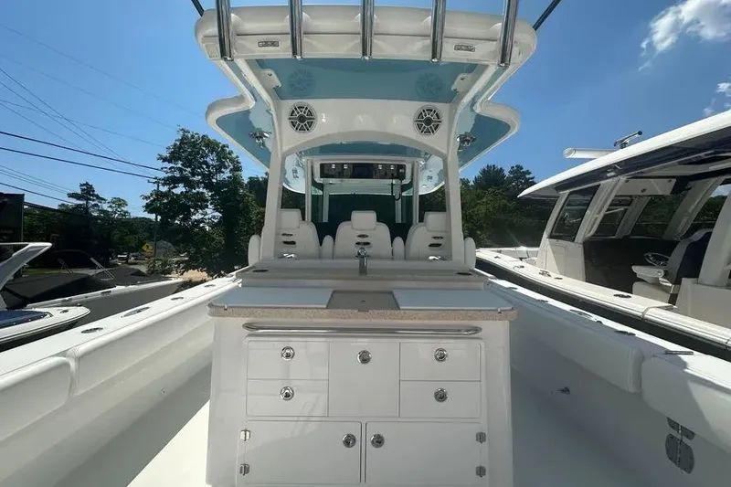 Slide: The Image of 2025 HCB 39 Speciale boat interior with sleek design and modern amenities. - 14