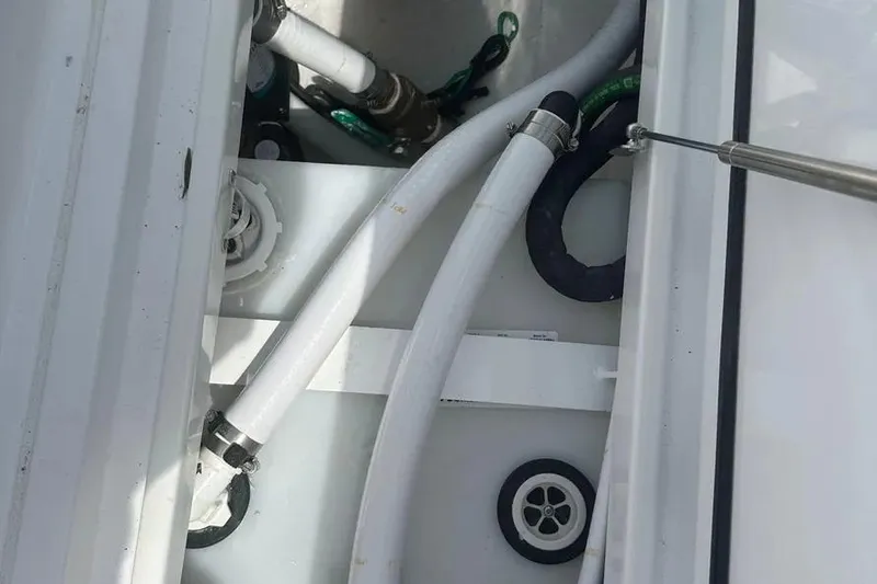 Slide: The Image of Interior view of 2025 HCB 39 Speciale boat showing plumbing and fittings. - 31