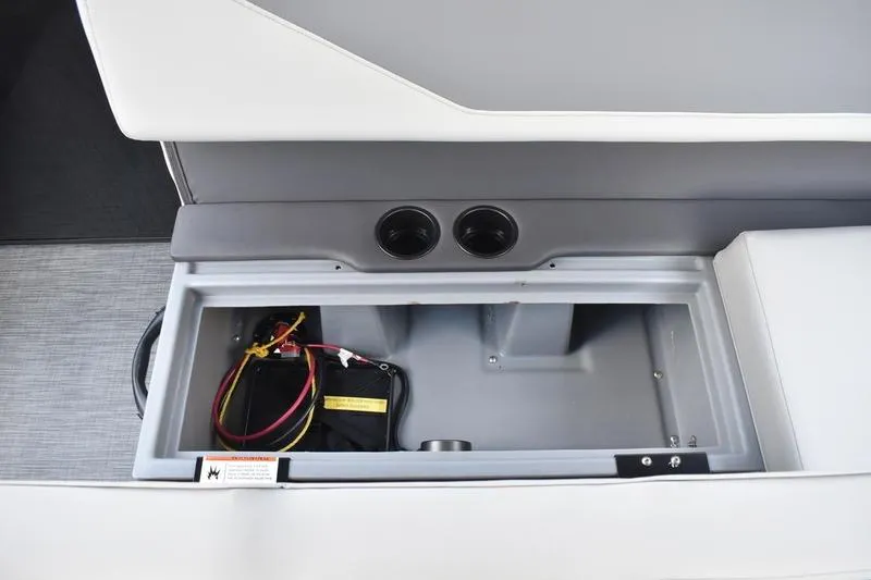 Slide: The Image of 2026 Lowe LS 170 boat with Mercury engine and seating area, top view. - 44