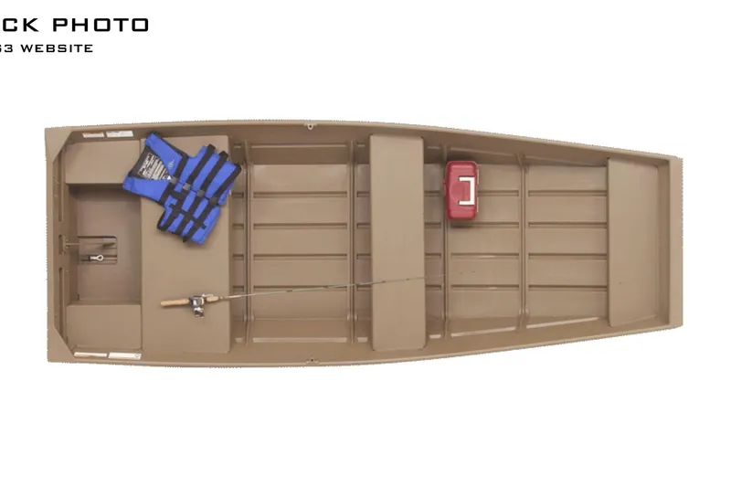 Slide: The Image of 2026 G3 Gator Tough 1236 boat with fishing gear and life jacket. - 8