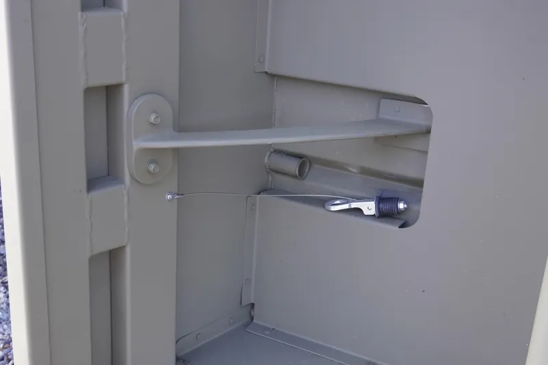 Slide: The Image of 2026 G3 Gator Tough 1436 boat interior detail showing sturdy construction and hardware. - 8