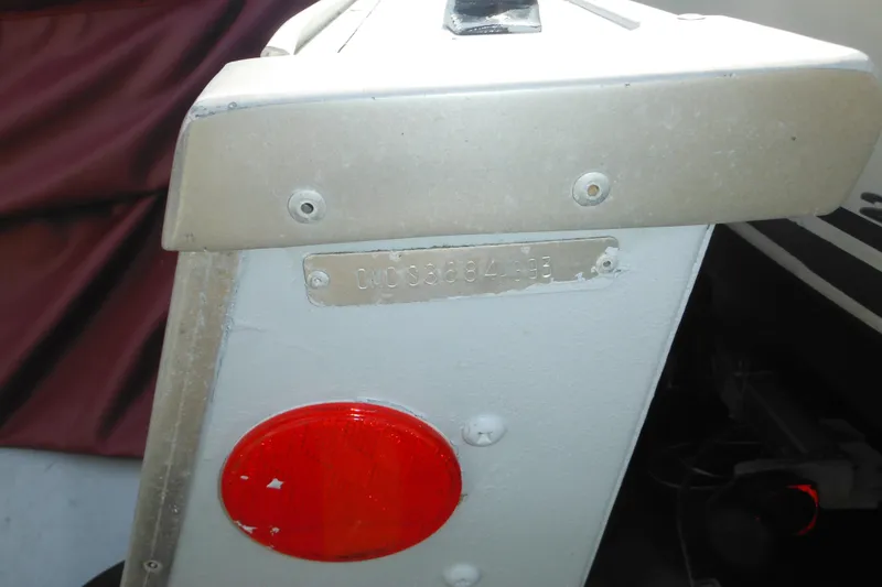 Slide: The Image of 1993 Sea Nymph SS175 Fish-n-ski boat detail with red reflector and identification plate. - 4