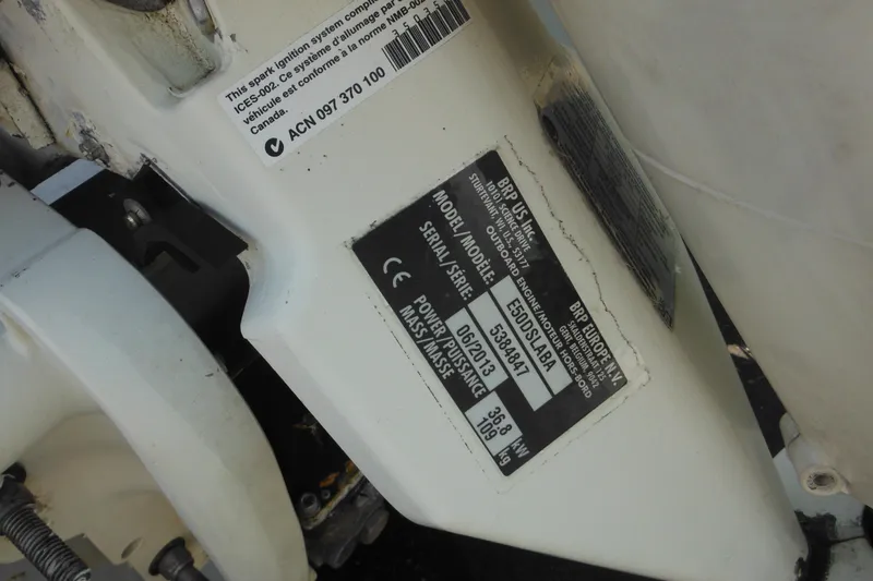 Slide: The Image of 1993 Sea Nymph SS175 Fish-n-ski model label with specifications and serial number. - 5