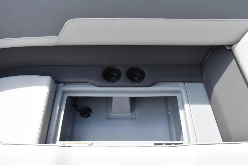 Slide: The Image of 2026 Lowe LS 190 boat interior with sleek, modern gray seating design. - 18