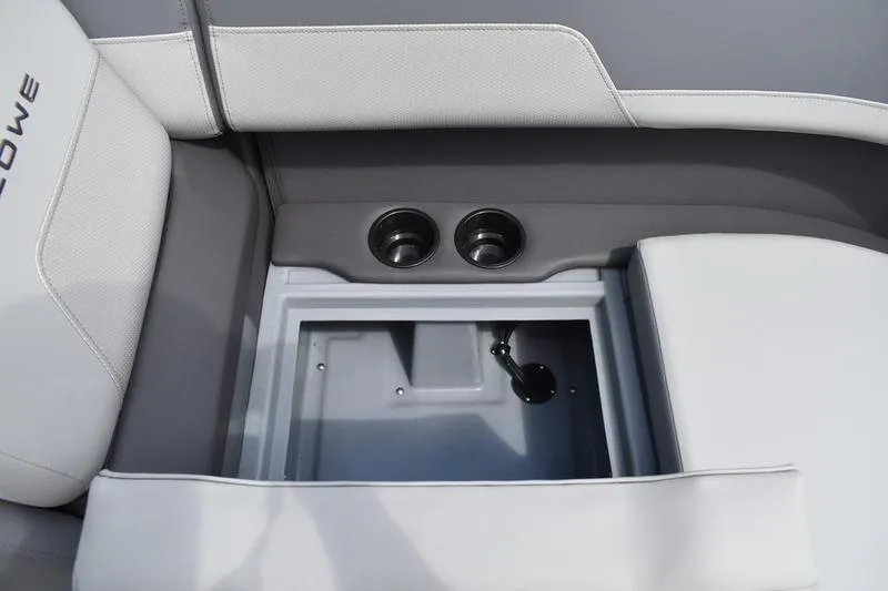 Slide: The Image of 2026 Lowe LS 190 boat interior with gray and white cushioned seating. - 22