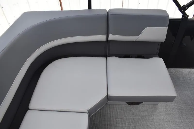 Slide: The Image of Interior of 2026 Lowe LS 190 boat with gray seating and flooring. - 48