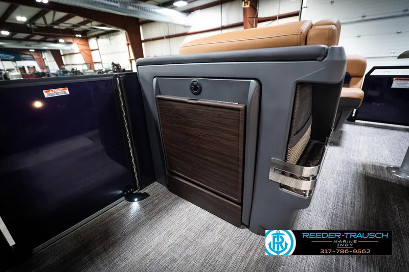 Slide: The Image of 2026 Bennington 22 MSB interior detail in showroom, featuring sleek design and modern finishes. - 30