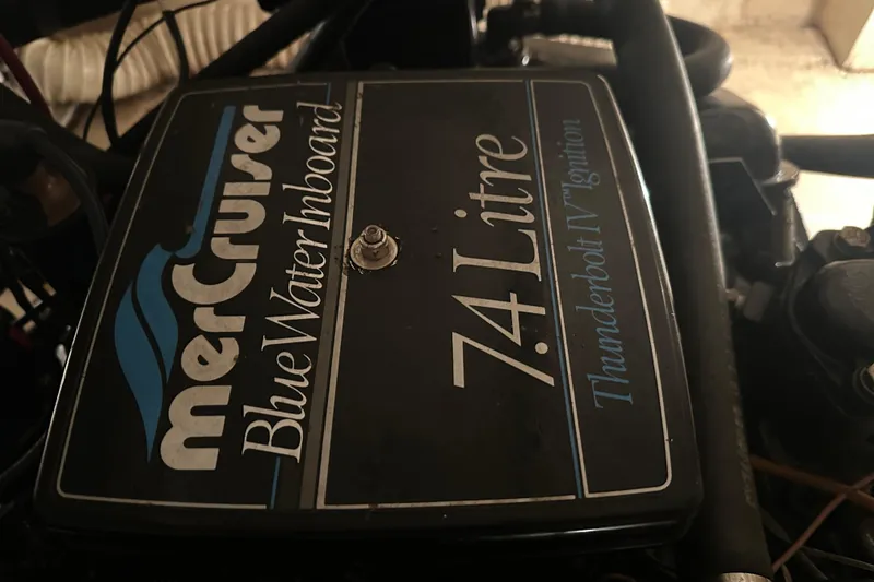 Slide: The Image of MerCruiser 7.4 Litre engine in 1989 Egg Harbor 37 Convertible boat. - 57