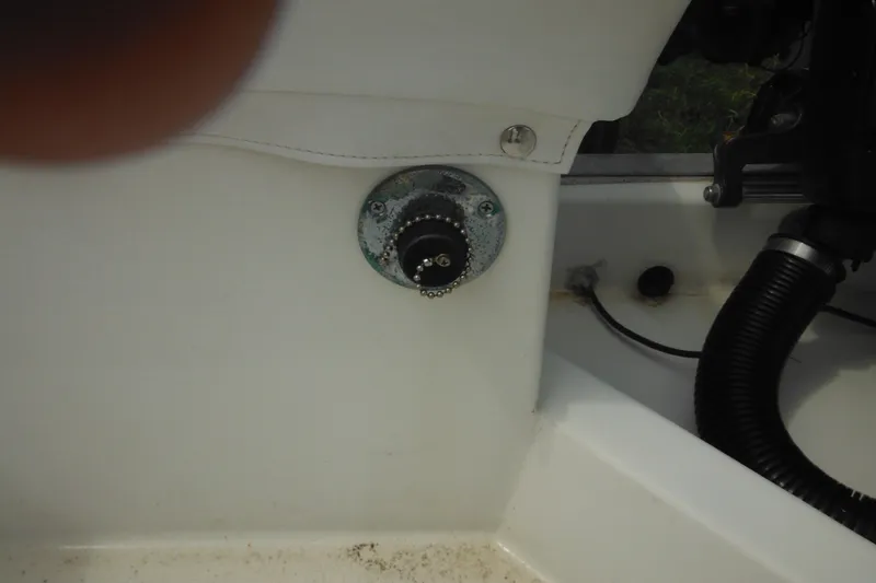 Slide: The Image of 2006 DC 23 Brown Custom CC boat interior detail with control knob and wiring. - 39