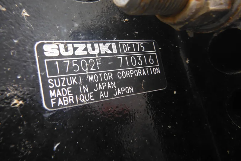 Slide: The Image of Label on Suzuki DF175 engine, made in Japan, attached to DC 23 DC Brown Custom CC, 2006. - 8