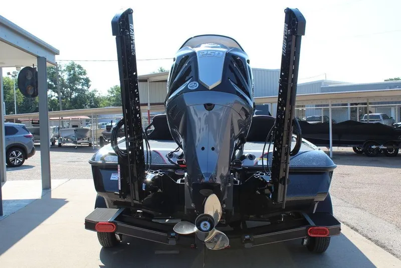 Slide: The Image of 2026 Skeeter ZXE20 boat with powerful outboard motor and dual power poles. - 8