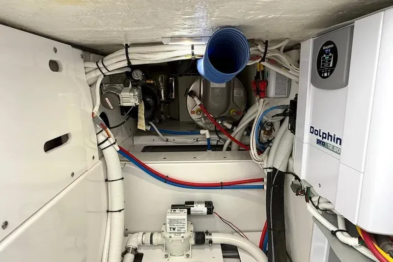 Slide: The Image of Engine room of 2025 HCB 48 Campeon boat with Dolphin Pro 12.90 system. - 79