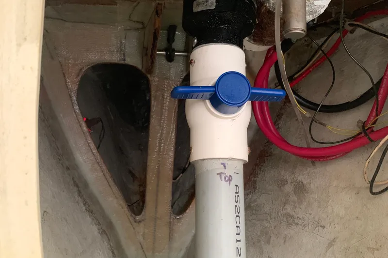 Slide: The Image of Plumbing valve and wiring inside a 1972 Tartan 41 boat. - 32